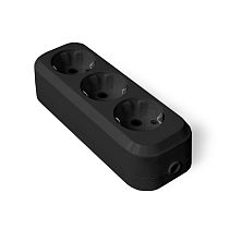 Колодка 3 гнезда с заземлением AБС-пластик черный UNIVERSAL