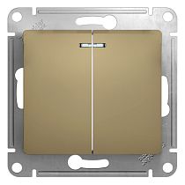Glossa Титан Выключатель 2 клавишный  с подсветкой  сх.5а, 10АХ Systeme Electric (Schneider Electric)