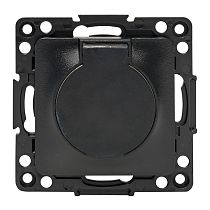 Стокгольм Механизм Розетки 1-местной с/з 16А черный с крышкой и защ. штор. IP44 EKF PROxima