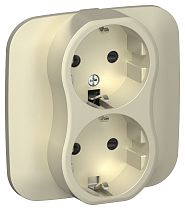 FLITE Розетка 2-местная с заземлением с защитными шторками безвинтовое крепление 16А РСш12-1-А-ФлШ шампань IEK