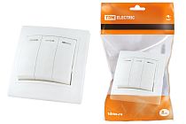 Выключатель 3 кл. с подсветкой 10А белый "Таймыр"  TDM