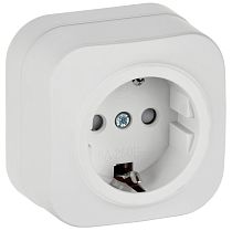 GLORY Розетка 1-местная для открытой установки с заземлением с защитными шторками 16А РСш20-3-ХБм белый матовый IEK