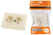 Розетка двойная 2П+З 16А 250В сл. кость "Ильмень"  TDM