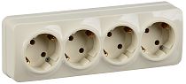 Розетка четырехместная для открытой установки РС24-3-ХК с заземлением 16А GLORY кремовый  IEK
