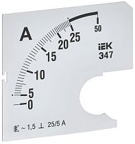 Шкала сменная для амперметра Э47 25/5А класс точности 1,5 72х72мм  IEK
