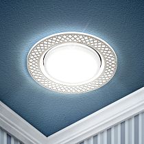 Светильник встраиваемый ЭРА KL79 WH/CH под лампу GX53 круглый 220V 13W белый/хром