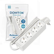 Удлинитель быт. "DOMTOK" 4гн., ПВС 3*1, 3,5кВт, с/з 1,5м