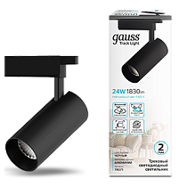 Светильник трековый Gauss цилиндр 24W 1830lm 4000K 180-240V IP20 65*210мм черный угол 24º LED 1/40 Светильник трековый Gauss цилиндр 24W 1830lm 4000K 180-240V IP20 65*210мм черный угол 24º LED 1/40