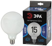 Лампа светодиодная ЭРА F-LED G125-15w-840-E27 OPAL филамент шар матовый нейтральный белый свет Лампа светодиодная ЭРА F-LED G125-15w-840-E27 OPAL филамент шар матовый нейтральный белый свет