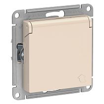AtlasDesign Бежевый Розетка с заземлением, со шторками с крышкой, 16А Systeme Electric (Schneider Electric)