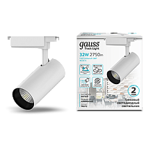 Светильник трековый Gauss цилиндр 32W 2750lm 4000K 180-240V IP20 75*220мм белый угол 24º LED 1/40