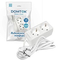 Удлинитель быт. "DOMTOK" 2гн., ПВС 3*1, 3,5кВт, з/к 1,5м