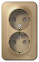 Blanca открытая установка с изолированной пластиной Титан Розетка двойная заземлением со шторками 16А Systeme Electric (Schneider Electric)