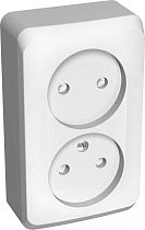 ЭТЮД открытая установка Белый Розетка двойная без заземления со шторками Systeme Electric (Schneider Electric)