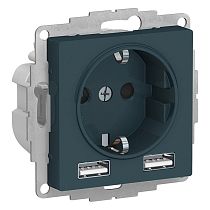 AtlasDesign Изумруд Розетка 16А c 2 USB A+A, 5В/2,4 А, 2х5В/1,2 А Systeme Electric (Schneider Electric)