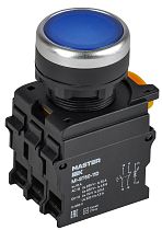 Кнопка с подсветкой d=22мм 1NO+1NC синяя MASTER IEK