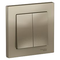 AtlasDesign Шампань Выключатель 2 клавишный сх.5, 10АХ, (в сборе с рамкой) Systeme Electric (Schneider Electric)