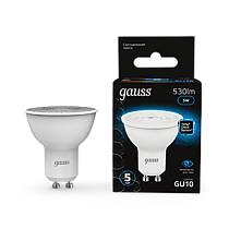 Лампа светодиодная Gauss MR16 5Вт 530lm 6500K GU10 Лампа светодиодная Gauss MR16 5Вт 530lm 6500K GU10