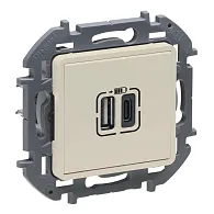 Зарядное устройство с двумя USB-разьемами A-C 240В/5В 3000мА слоновая кость INSPIRIA Зарядное устройство с двумя USB-разьемами A-C 240В/5В 3000мА слоновая кость INSPIRIA