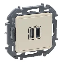 Зарядное устройство с двумя USB-разьемами A-C 240В/5В 3000мА слоновая кость INSPIRIA Зарядное устройство с двумя USB-разьемами A-C 240В/5В 3000мА слоновая кость INSPIRIA