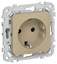 FLITE Розетка с заземлением с защитными шторками безвинтовое крепление 16А РСш11-1-ФлХ хаки IEK
