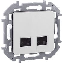 INSPIRIA Розетка компьютерная двойная RJ45 категория 6 UTP белый INSPIRIA Розетка компьютерная двойная RJ45 категория 6 UTP белый