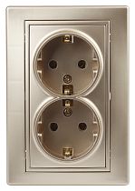 Розетка ЭРА Intro Plano 1-205-04 16А 250В шампань двойная с заземлением