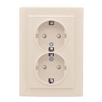 Розетка 2-мест. СП с/з 16А бежевый с защ. штор. Минск EKF