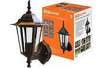 Светильник 6060-11 садово-парковый шестигранник, 60Вт, вверх, бронза  TDM