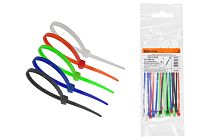 Хомуты 2,5х100 цветные набор  5 цветов (черный, белый, красный, синий, зеленый) (25 штук)  TDM
