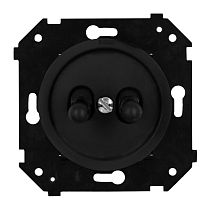 Выключатель двухклавишный проходной (скрытый монтаж), пластик, цвет Черный матовый (тумблерный) Bironi