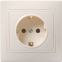 РС10-3-ККм Розетка 1местная с заземления без защитными шторками 16А КВАРТА (кремовый) IEK