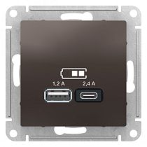 AtlasDesign Мокко USB Розетка A+С, 5В/2,4А, 2х5В/1,2А Systeme Electric (Schneider Electric)