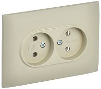 SKANDY Розетка 2-местная без заземления без защитных шторок 10А в сборе SK-R10B бежевый IEK
