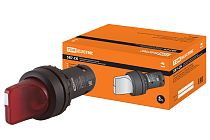 Переключатель на 2 положения с фиксацией SB7-CK2462-220V короткая ручка(LED) d22мм 1р красный  TDM