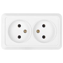 Розетка двойная 2П открытой установки IP20 10А 250В (керамика) белая  "Альфа" General