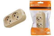 Колодка розеточная 2 гнезда 2П б/з 10А 250В "Эко" (сосна)  TDM