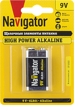Элемент питания алкалиновый "крона" NBT-NE-6LR61-BP1 (блистер 1шт) Navigator