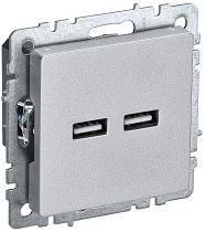 Розетка BRITE USB A+A 5В 3,1А РЮ10-1-БрА алюминий  IEK