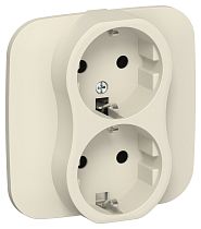 FLITE Розетка 2-местная с заземлением без защитных шторок безвинтовое крепление 16А РС12-1-А-ФлСл сливочный IEK