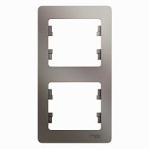 Glossa Платина Рамка 2 постовая, вертикальная Systeme Electric (Schneider Electric)