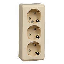 ЭТЮД открытая установка Кремовый Розетка тройная с заземлением со шторками 16А 250B Systeme Electric (Schneider Electric)
