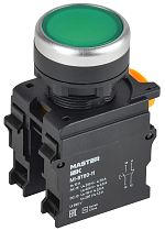 Кнопка d=22мм 1NO+1NC зелёная MASTER IEK