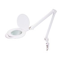 Лупа на струбцине круглая 5D с подсветкой 96 SMD LED, теплый и холодный свет, ø127мм, белая (8060) REXANT