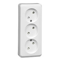 ЭТЮД открытая установка Белый Розетка тройная без заземления со шторками 16А 250B Systeme Electric (Schneider Electric)