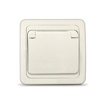 Розетка одноместная с крышкой серия "Валери" с/з, с/у, 16А, 220В, "слоновая кость" (еврослот) UNIVERSAL