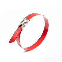 Хомут кабельный из нержавеющей стали AISI 316 СКС-П (316) 7,9х400 с покрытием красный Fortisflex