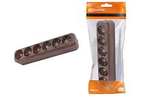 Колодка розеточная 6 гнезд 2П+3 16А 250В "Эко" (бук)  TDM