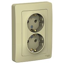 Blanca скрытая установка Бежевый Розетка двойная с заземляющим контактом без шторок, 16А Systeme Electric (Schneider Electric)