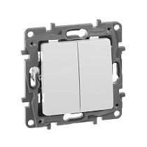 ETIKA Выключатель 2-клавишный проходной 10А безвинтовое крепление белый